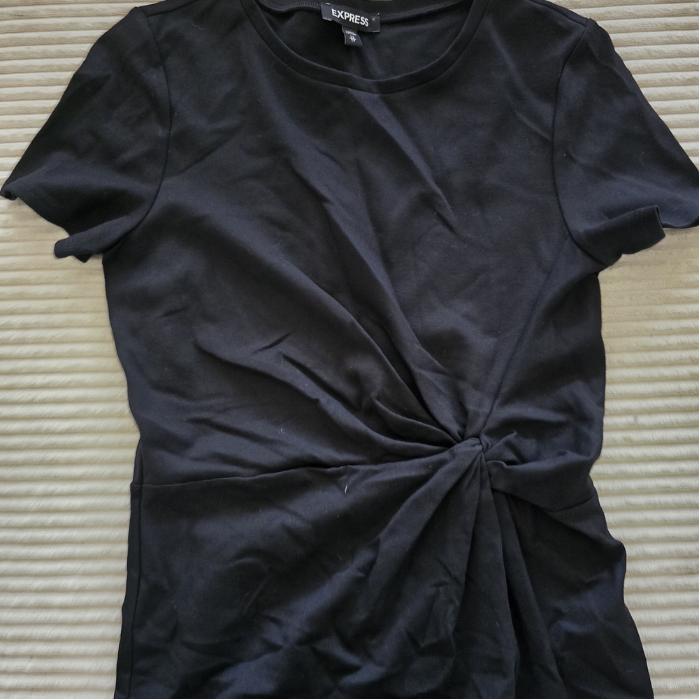 Express Black Short Sleeve Twist Top